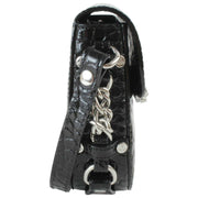 Vivienne Westwood Hunter Sac à bandoulière à rabat croco - Noir
