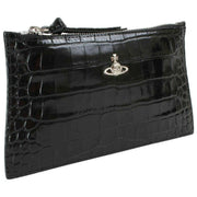 Vivienne Westwood Petite pochette plate zippée à motif croco - Noir