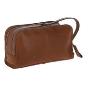 Ashwood Leather Windmere Double Zip Wash Bag - Tan