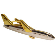 Bassin and Brown Airplane Tie Bar - Silver/Gold