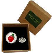 Bassin and Brown Apple Lapel Pin - Red