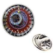 Bassin and Brown Astronomical Clock Lapel Pin - Wine/Blue