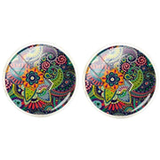 Bassin and Brown Bohemian Flower Cufflinks - Multi-colour