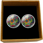 Bassin and Brown Bohemian Flower Cufflinks - Multi-colour