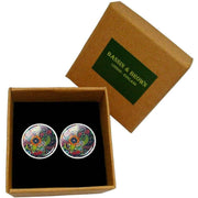 Bassin and Brown Bohemian Flower Cufflinks - Multi-colour