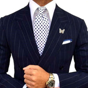 Bassin and Brown Butterfly Jacket Lapel Pin - White/Gold