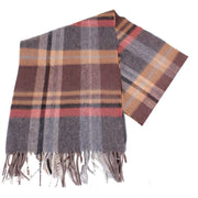 Bassin and Brown Cruyff Checked Wool Scarf - Brown/Chocolate