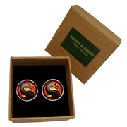 Bassin and Brown Dragon Cufflinks - Black/Gold/Red
