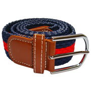 Bassin and Brown Horizontal Stripe Woven Belt - Red/Navy