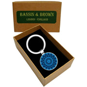 Bassin and Brown Kaleidoscope Flower Key Ring - Blue