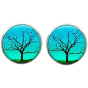 Bassin and Brown Leafless Tree Cufflinks - Blue/Green