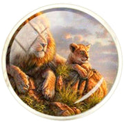 Bassin and Brown Lion Family Cufflinks - Beige/Green/Blue