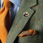 Bassin and Brown Mallard Ducks Lapel Pin - Brown/White