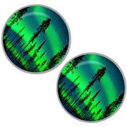 Bassin and Brown Northern Lights and Pine Tree Cufflinks - Green/Blue