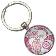 Bassin and Brown Paisley Key Ring - Blue/Pink