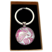 Bassin and Brown Paisley Key Ring - Blue/Pink