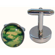 Bassin and Brown Round Camouflage Cufflinks - Green