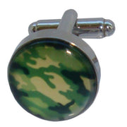 Bassin and Brown Round Camouflage Cufflinks - Green