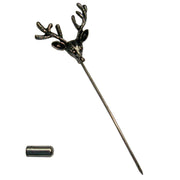 Bassin and Brown Stag Lapel Pin - Silver