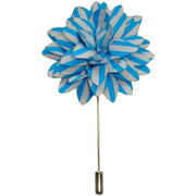 Bassin and Brown Stripe Flower Lapel Pin - Blue/White