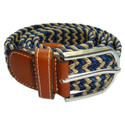 Bassin and Brown Striped Elasticated Woven Belt - Beige/Navy