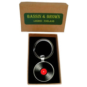 Bassin and Brown Vinyl Disc Key Ring - Red/Black