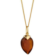Beginnings January Birthstone Chalcedony Quartz Pendant - Yellow Gold/Brown
