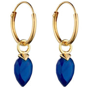 Beginnings September Birthstone Chalcedony Hoop Charms - Yellow Gold/Kashmiri Blue