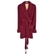 Bown of London Howard Luxury Cotton Short Velvet Smoking Jacket - Burgundy