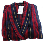 Bown of London Marchand Egyptian Cotton Velour Dressing Gown - Wine/Navy/Gold