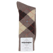 Burlington Preston Argyle Socks - Brown/Sand