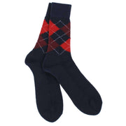 Burlington Preston Argyle Socks - Navy/Red/Burgundy