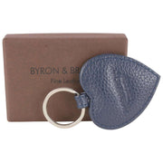 Byron and Brown Roma Leather Small Heart Key Ring - Navy