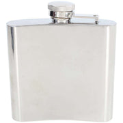 David Van Hagen 6oz Rugby Stainless Steel Hip Flask - Silver