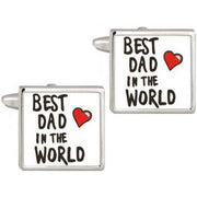 David Van Hagen Best Dad In The World Cufflinks - Silver/White