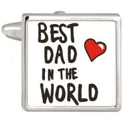 David Van Hagen Best Dad In The World Cufflinks - Silver/White