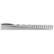 David Van Hagen Brushed Engine Turned Rhodium Tie Slide - Silver