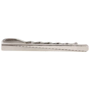 David Van Hagen Brushed Engine Turned Rhodium Tie Slide - Silver