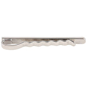 David Van Hagen Brushed Engine Turned Rhodium Tie Slide - Silver