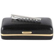 David Van Hagen Brushed Engine Turned Rhodium Tie Slide - Silver