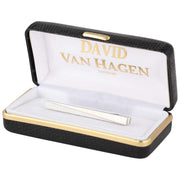 David Van Hagen Brushed Engine Turned Rhodium Tie Slide - Silver