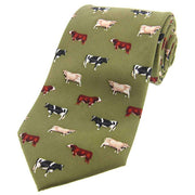 David Van Hagen Cow Breeds Country Silk Tie - Country Green