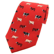 David Van Hagen Cow Breeds Country Silk Tie - Red
