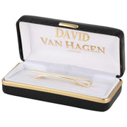 David Van Hagen Diagonal Lined End Tie Slide - Gold