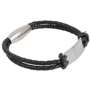 David Van Hagen Double Woven Engraving Plate Bracelet - Black/Silver