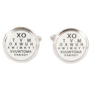 David Van Hagen Eye Test Round Cufflinks - White/Black