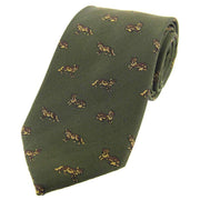 David Van Hagen Foxes Woven Country Silk Tie - Moss Green