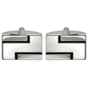 David Van Hagen Lined Cufflinks - Silver