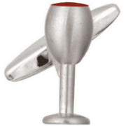 David Van Hagen Red Wine Bottle and Glass Cufflinks - Silver/Red