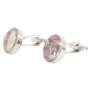 David Van Hagen Roulette Wheel Cufflinks - Silver/Red/Blue